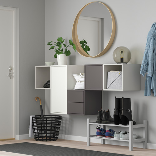 EKET - wall-mounted cabinet combination, white/light grey/dark grey | IKEA Taiwan Online - PE770595_S4