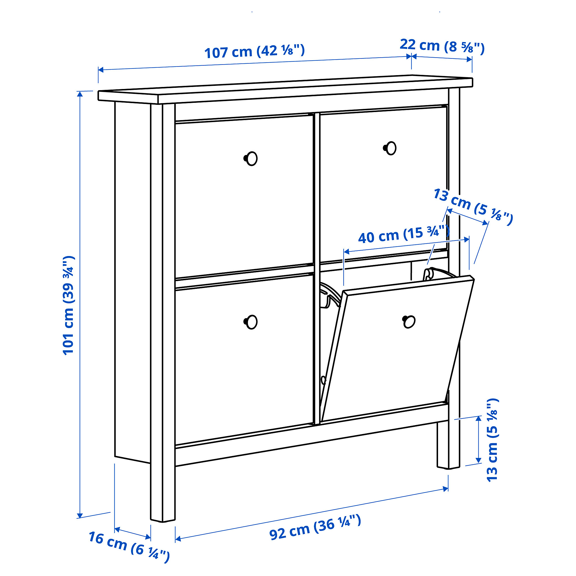 HEMNES shoe cabinet with 4 compartments