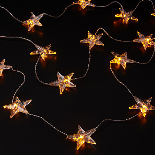 STRÅLA - LED裝飾燈串/24個燈泡, 星形 閃爍/戶外用 金色 | IKEA 線上購物 - PE826588_S4
