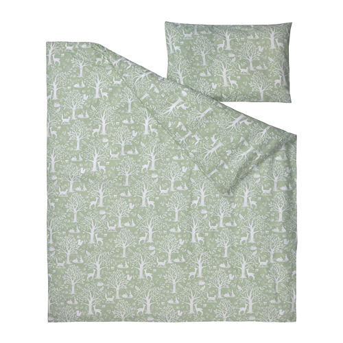 TROLLDOM - 嬰兒被套附1個枕頭套, 森林動物/綠色 | IKEA 線上購物 - PE826590_S4
