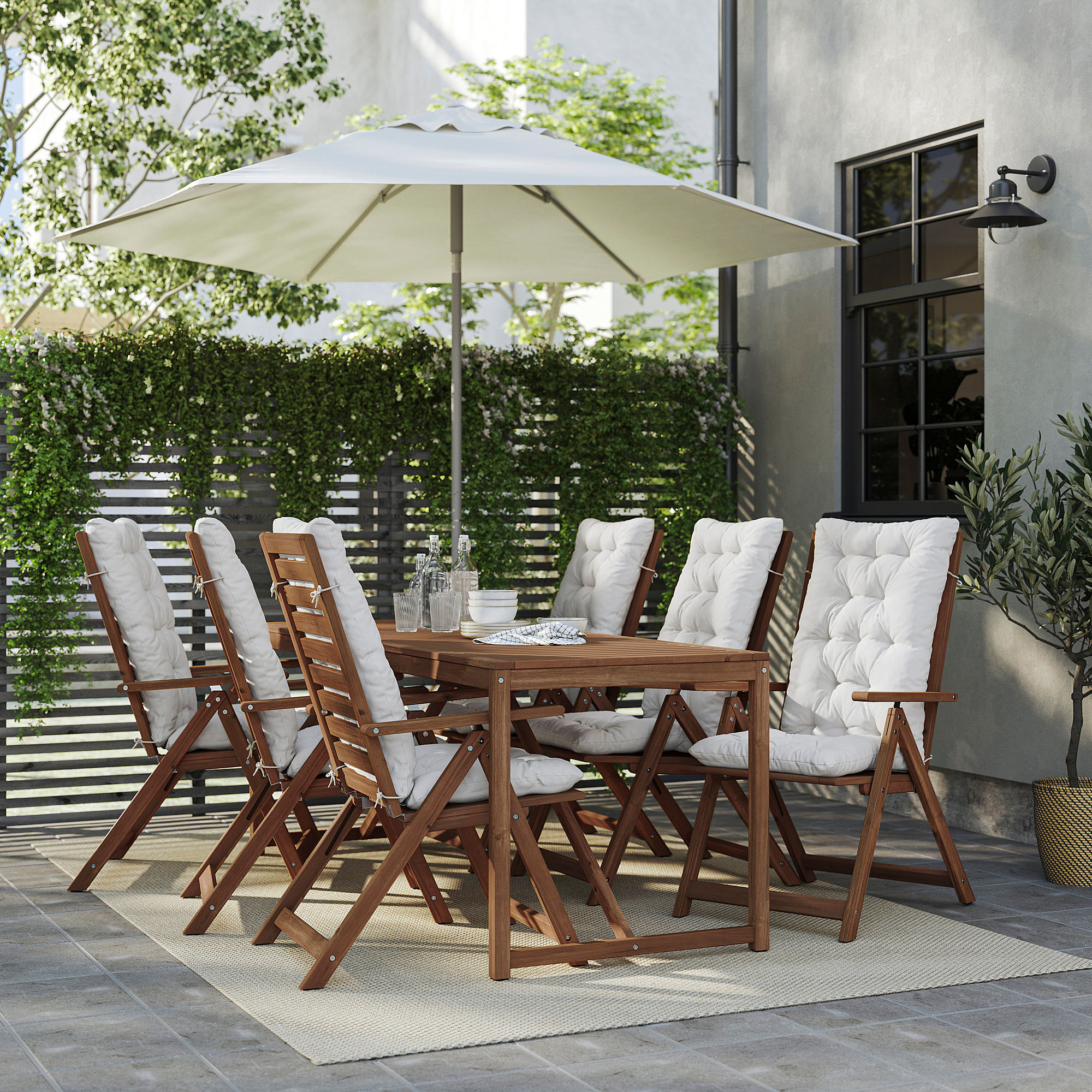 NÄMMARÖ table+6 reclining chairs, outdoor
