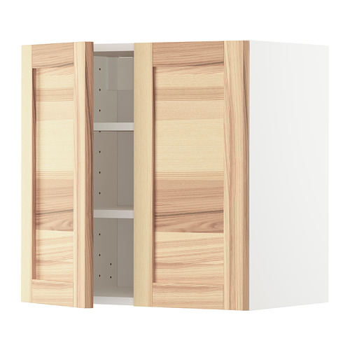 METOD - wall cabinet with shelves/2 doors, white/Torhamn ash | IKEA Taiwan Online - PE726486_S4