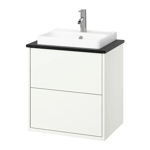 HAVBÄCK/ORRSJÖN - 洗臉盆櫃附抽屜/洗臉盆/水龍頭, 白色/黑色 大理石紋, 62x49x71 公分 | IKEA 線上購物 - PE908300_S4