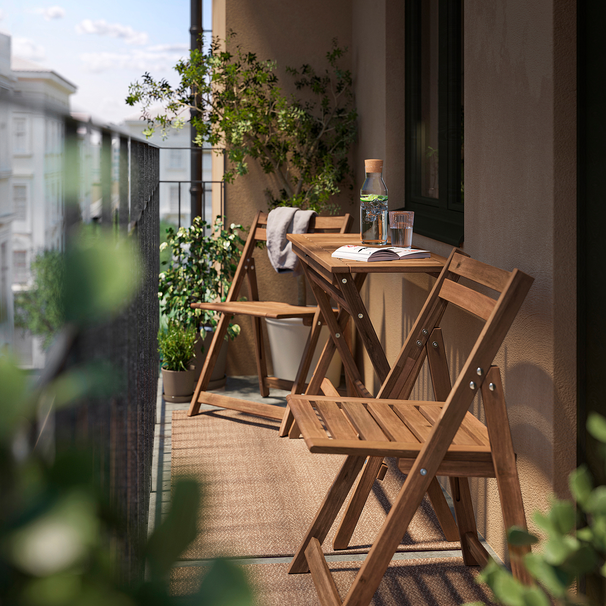 NÄMMARÖ table and 2 folding chairs, outdoor