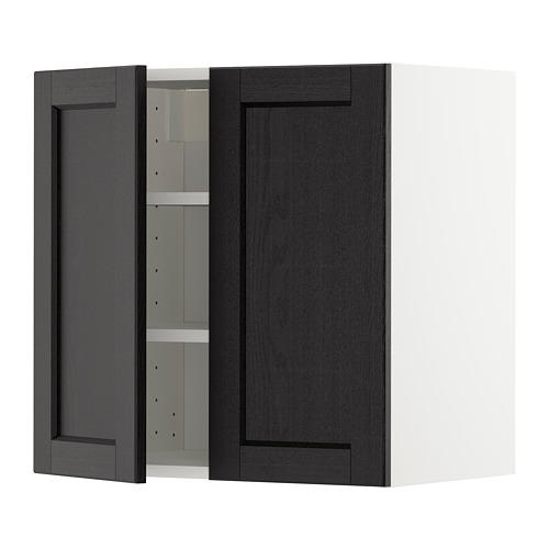 METOD - wall cabinet with shelves/2 doors, white/Lerhyttan black stained | IKEA Taiwan Online - PE726536_S4