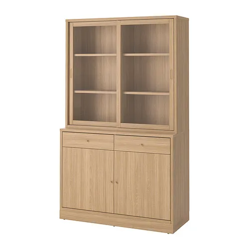 TONSTAD - 玻璃滑門收納組合, 實木貼皮, 橡木/透明玻璃 | IKEA 線上購物 - PE908422_S4