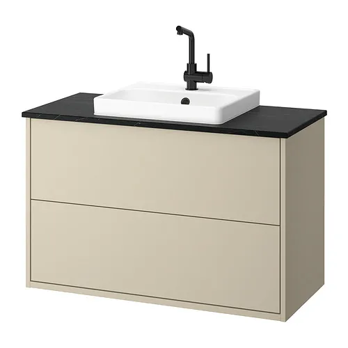 HAVBÄCK/ORRSJÖN - 洗臉盆櫃附抽屜/洗臉盆/水龍頭, 米色/黑色 大理石紋, 102x49x71 公分 | IKEA 線上購物 - PE908523_S4