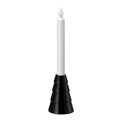 STRÅLA - LED candle, battery-operated/wood black | IKEA Taiwan Online - E1009516_S4