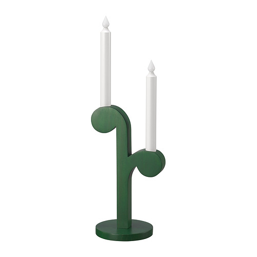 STRÅLA - LED candle, battery-operated/wood green | IKEA Taiwan Online - E1009517_S4