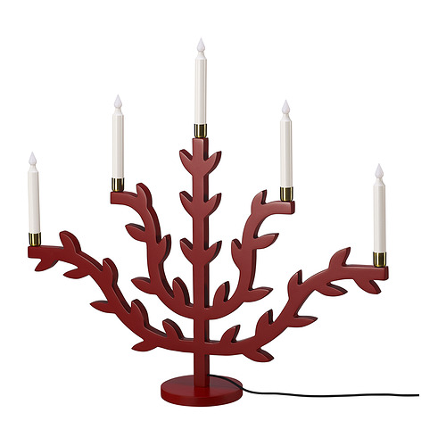 STRÅLA - LED candelabra, wood leaf/red | IKEA Taiwan Online - E1009518_S4