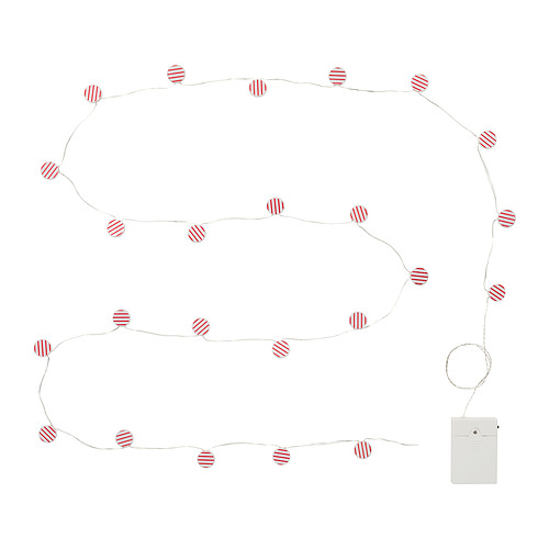 STRÅLA - LED lighting chain, candy battery-operated/red, 2.8 m | IKEA Taiwan Online - E1009546_S4