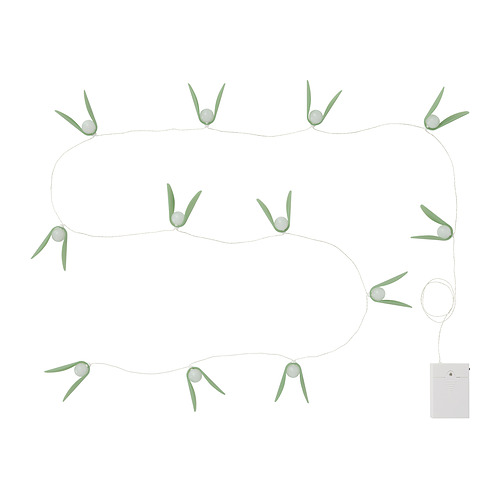 STRÅLA - LED lighting chain, mistletoe battery-operated/green, 2.80 m | IKEA Taiwan Online - E1009548_S4