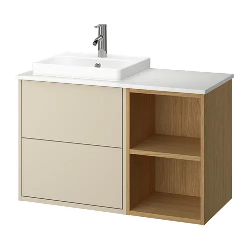 HAVBÄCK/ORRSJÖN - 洗臉盆櫃/洗臉盆/水龍頭, 米色/橡木效果/白色 大理石紋, 102x49x71 公分 | IKEA 線上購物 - PE908704_S4