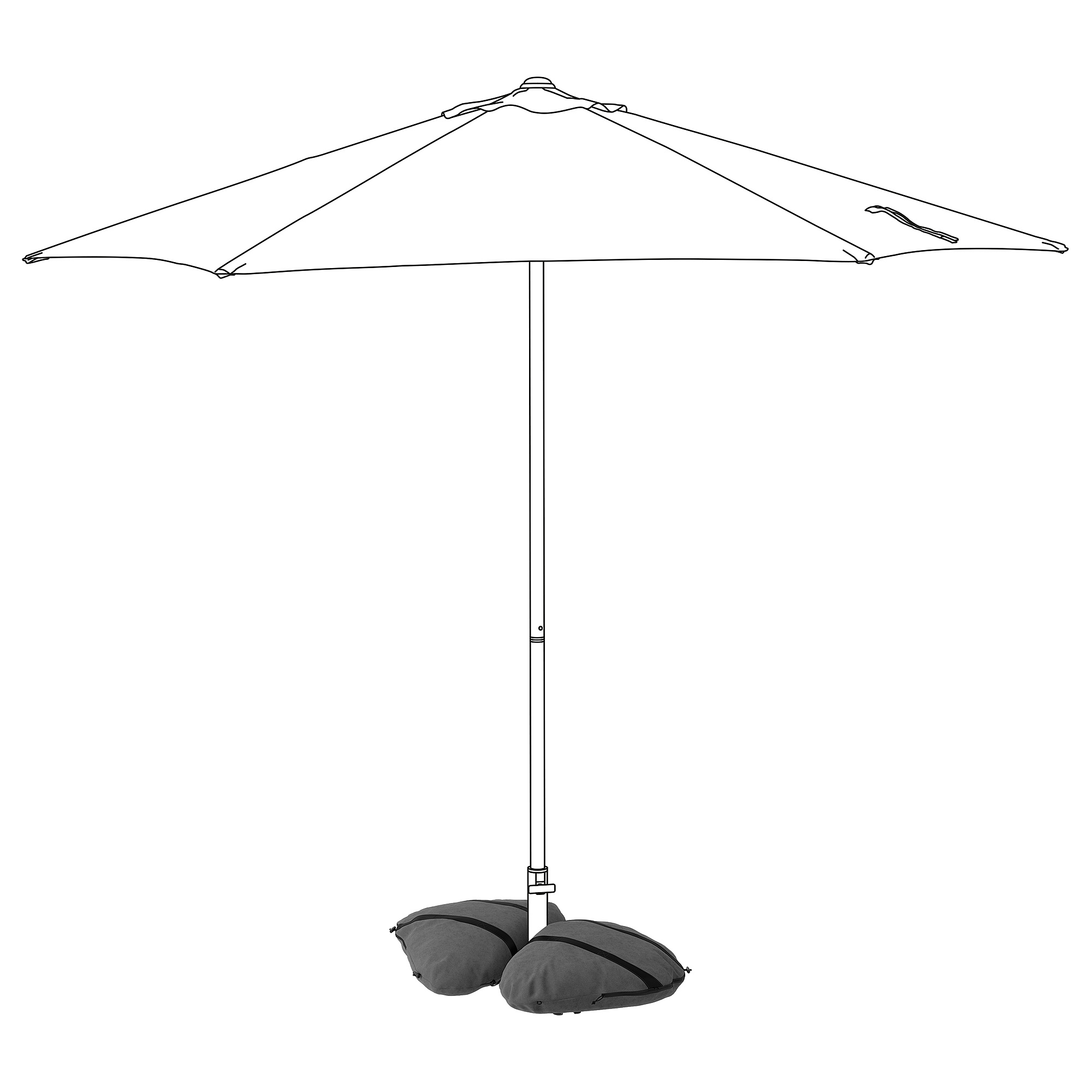 IGGÖN parasol base with sandbags