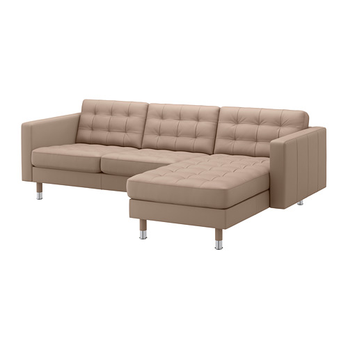 LANDSKRONA - 3-seat sofa, with chaise longue/Grann/Bomstad dark beige/metal | IKEA Taiwan Online - PE684297_S4