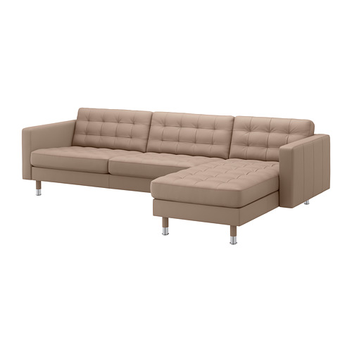 LANDSKRONA - 4-seat sofa, with chaise longue/Grann/Bomstad dark beige/metal | IKEA Taiwan Online - PE684301_S4