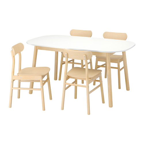 VEDBO/RÖNNINGE - table and 4 chairs, white/birch | IKEA Taiwan Online - PE770952_S4