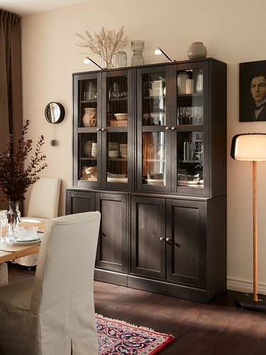 HAVSTA - 玻璃門櫃組合, 深棕色 | IKEA 線上購物 - PH176790_S4