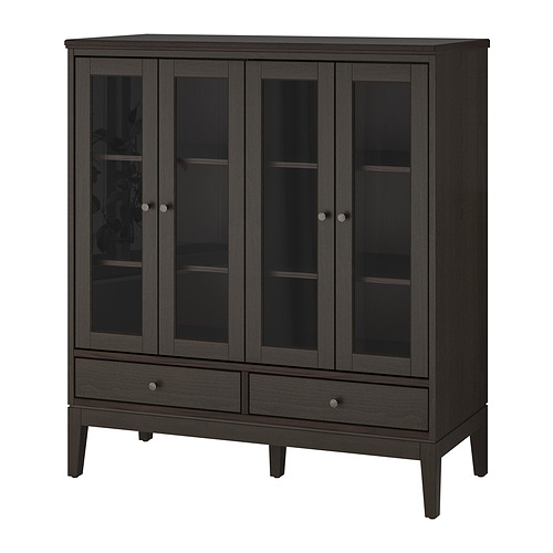 IDANÄS - 櫃附玻璃摺門, 深棕色 上色, 121x50x135 公分 | IKEA 線上購物 - PE827426_S4