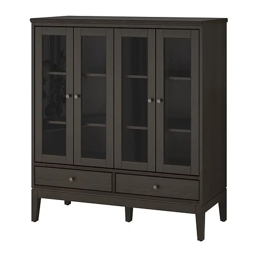 IDANÄS - 櫃附玻璃摺門, 深棕色 上色, 121x50x135 公分 | IKEA 線上購物 - PE827426_S4