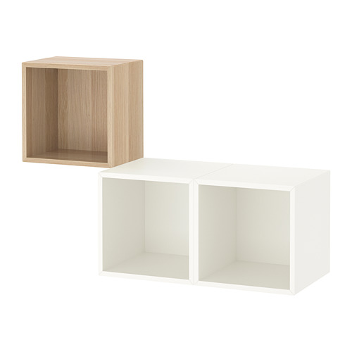 EKET - wall-mounted cabinet combination, white stained oak effect/white | IKEA Taiwan Online - PE726843_S4