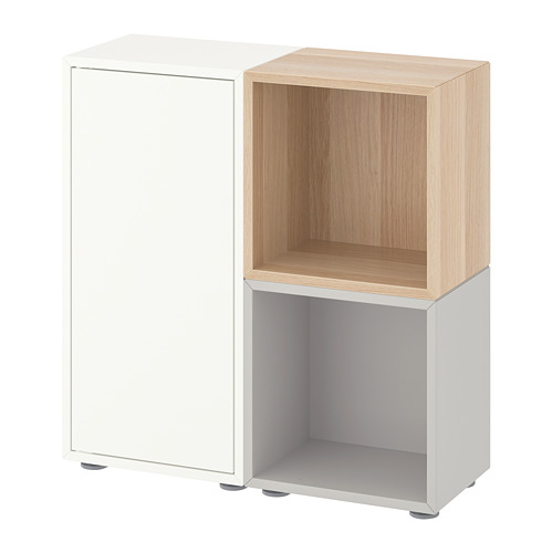 EKET - cabinet combination with feet, white/light grey/white stained oak effect | IKEA Taiwan Online - PE726888_S4