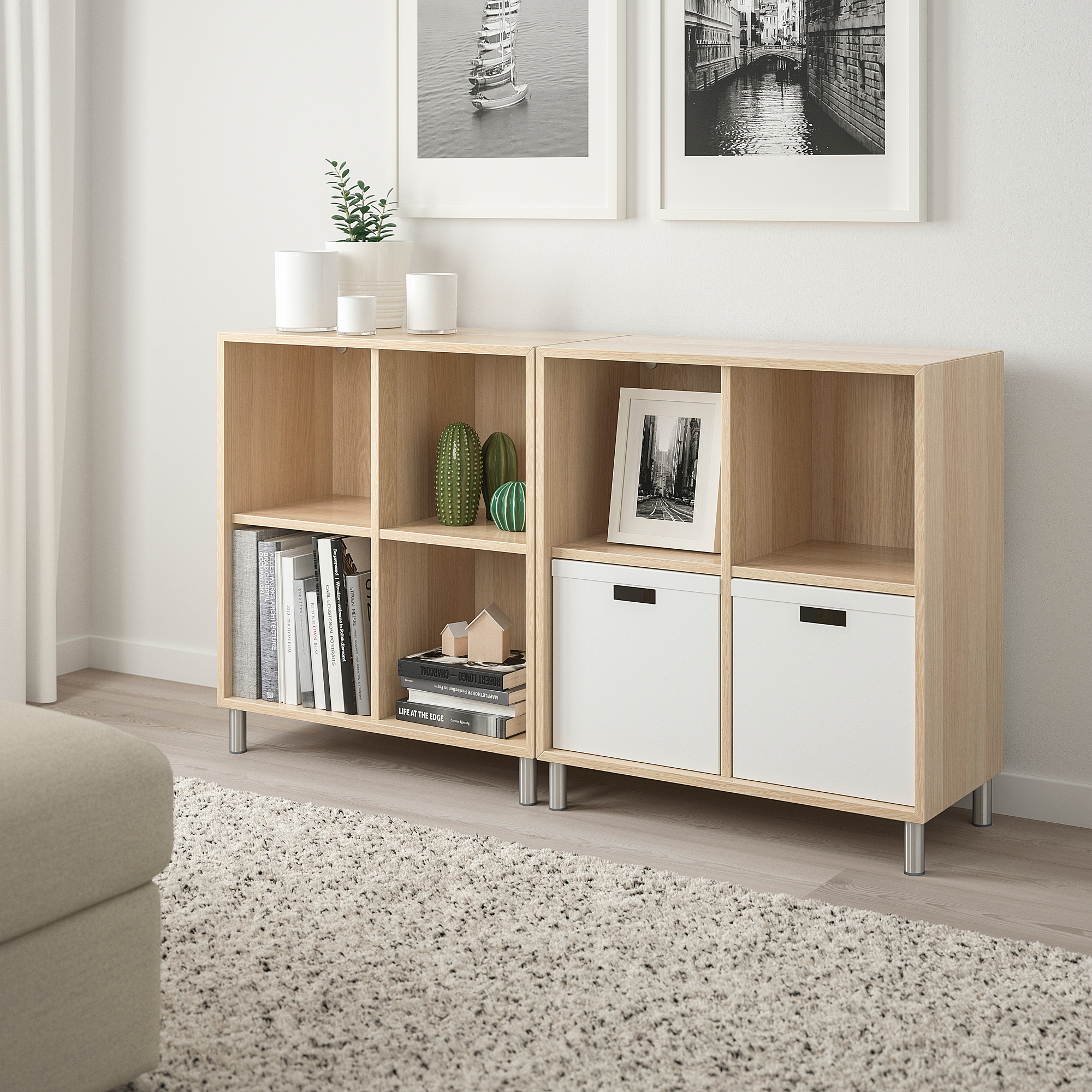 Eket 附櫃腳收納櫃組合 染白橡木紋 Ikea 線上購物