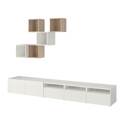 EKET/BESTÅ - cabinet combination for TV, white/white stained oak effect | IKEA Taiwan Online - PE726943_S4