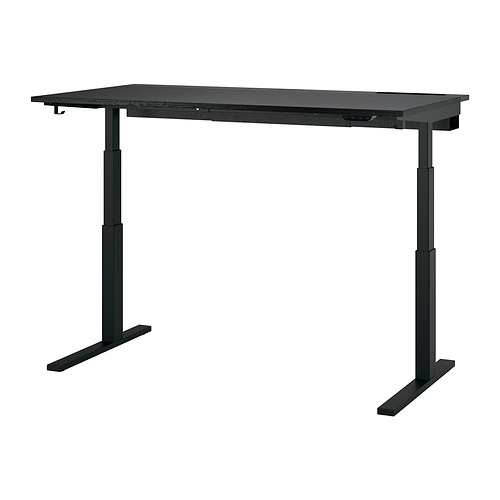 MITTZON - desk sit/stand, electric black stained ash veneer/black, 160x80 cm | IKEA Taiwan Online - PE909217_S4