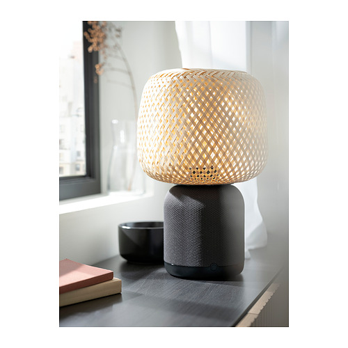 SYMFONISK speaker lamp w Wi-Fi, bamboo shade