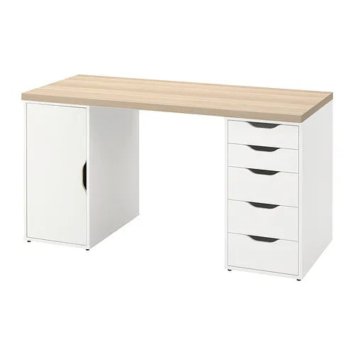 LAGKAPTEN/ALEX - 書桌/工作桌, 染白色/橡木紋 白色, 140x60 公分 | IKEA 線上購物 - PE909421_S4