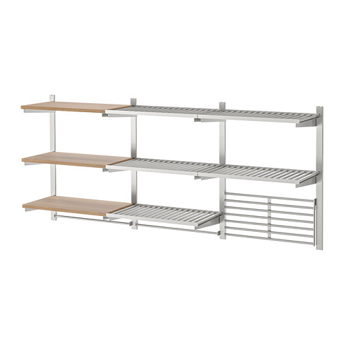 KUNGSFORS - susp rail/shelf/rail/wall grid, stainless steel/ash veneer | IKEA Taiwan Online - PE727173_S4