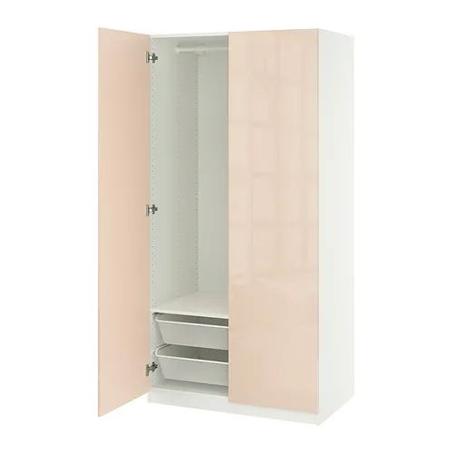 PAX/FARDAL - 衣櫃/衣櫥組合, 白色/高亮面 淺橘色, 100x60x201 公分 | IKEA 線上購物 - PE972437_S4