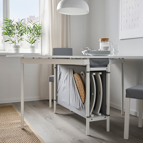 KALLHÄLL - gateleg table with storage, white/light grey | IKEA Taiwan Online - PE827868_S4