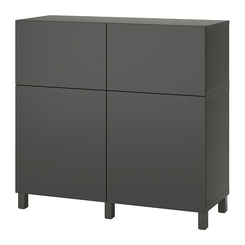 BESTÅ - storage combination w doors/drawers, dark grey/Lappviken/Stubbarp dark grey, 120x42x112 cm | IKEA Taiwan Online - PE909525_S4