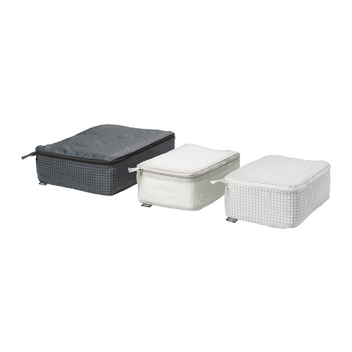 RENSARE - clothes bag, set of 3, check pattern/grey black | IKEA Taiwan Online - PE771286_S4