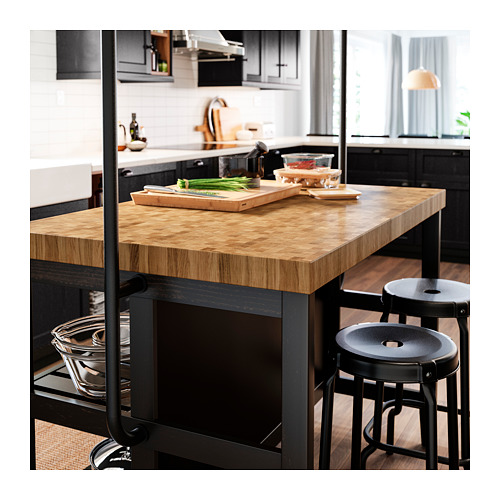 VADHOLMA kitchen island with rack