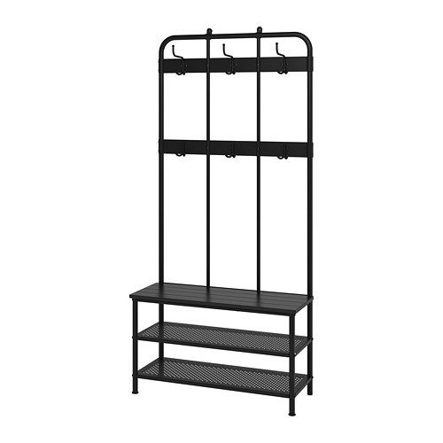 PINNIG - 收納鞋凳附衣帽架, 黑色 | IKEA 線上購物 - PE727714_S4