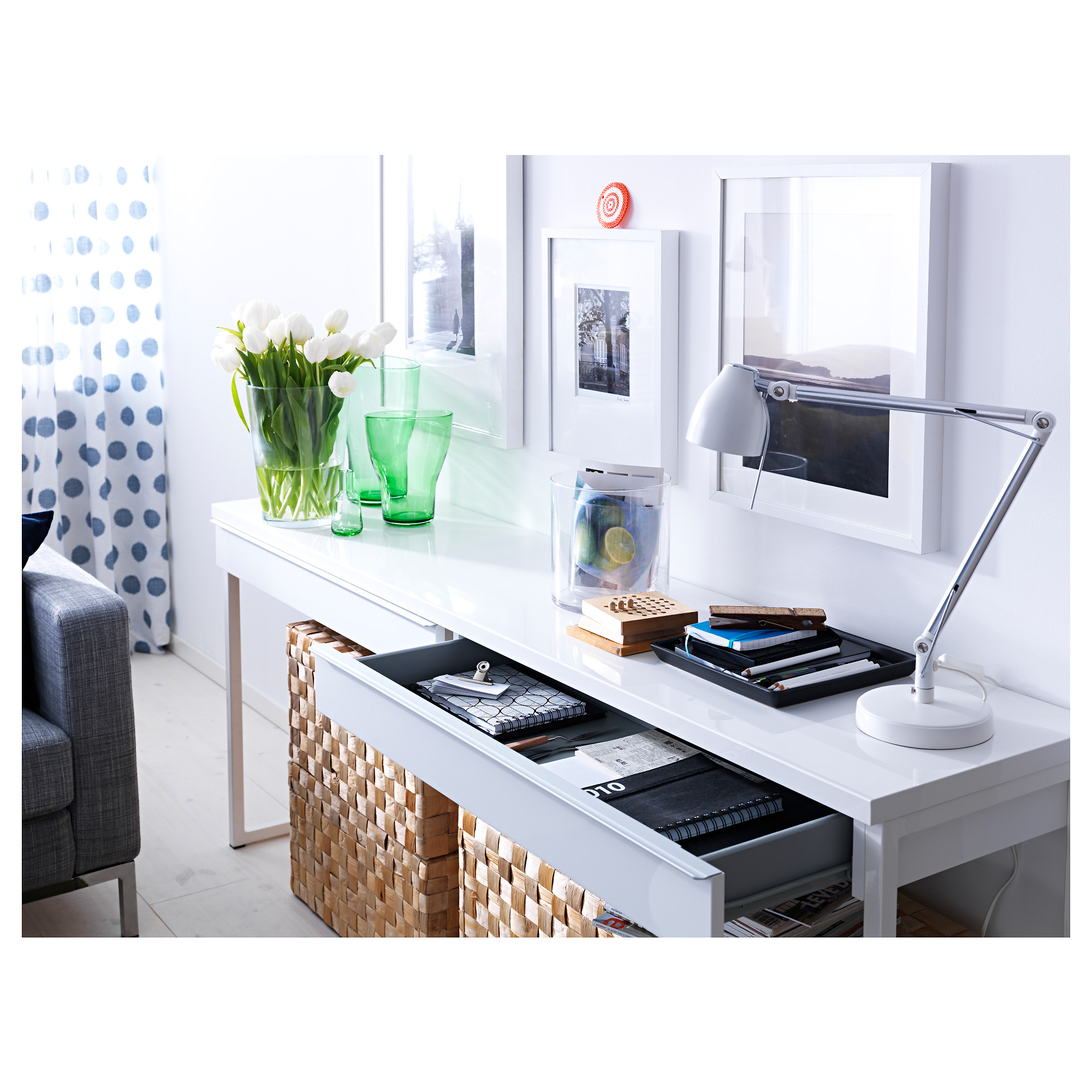 BESTÅ BURS - 書桌/工作桌, 高亮面 白色 | IKEA 線上購物