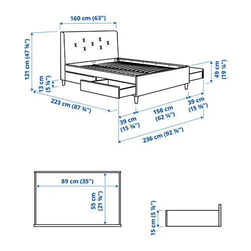 IDANÄS upholstered storage bed