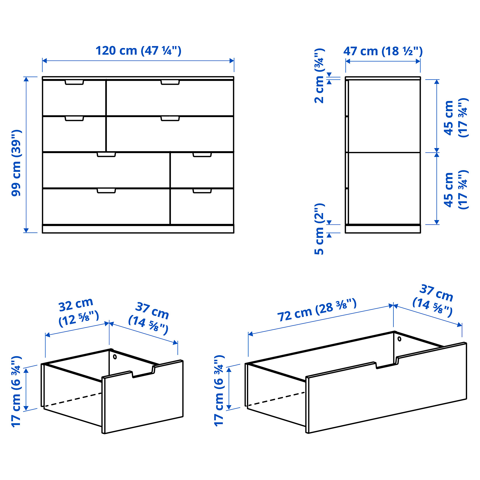 NORDLI chest of 8 drawers