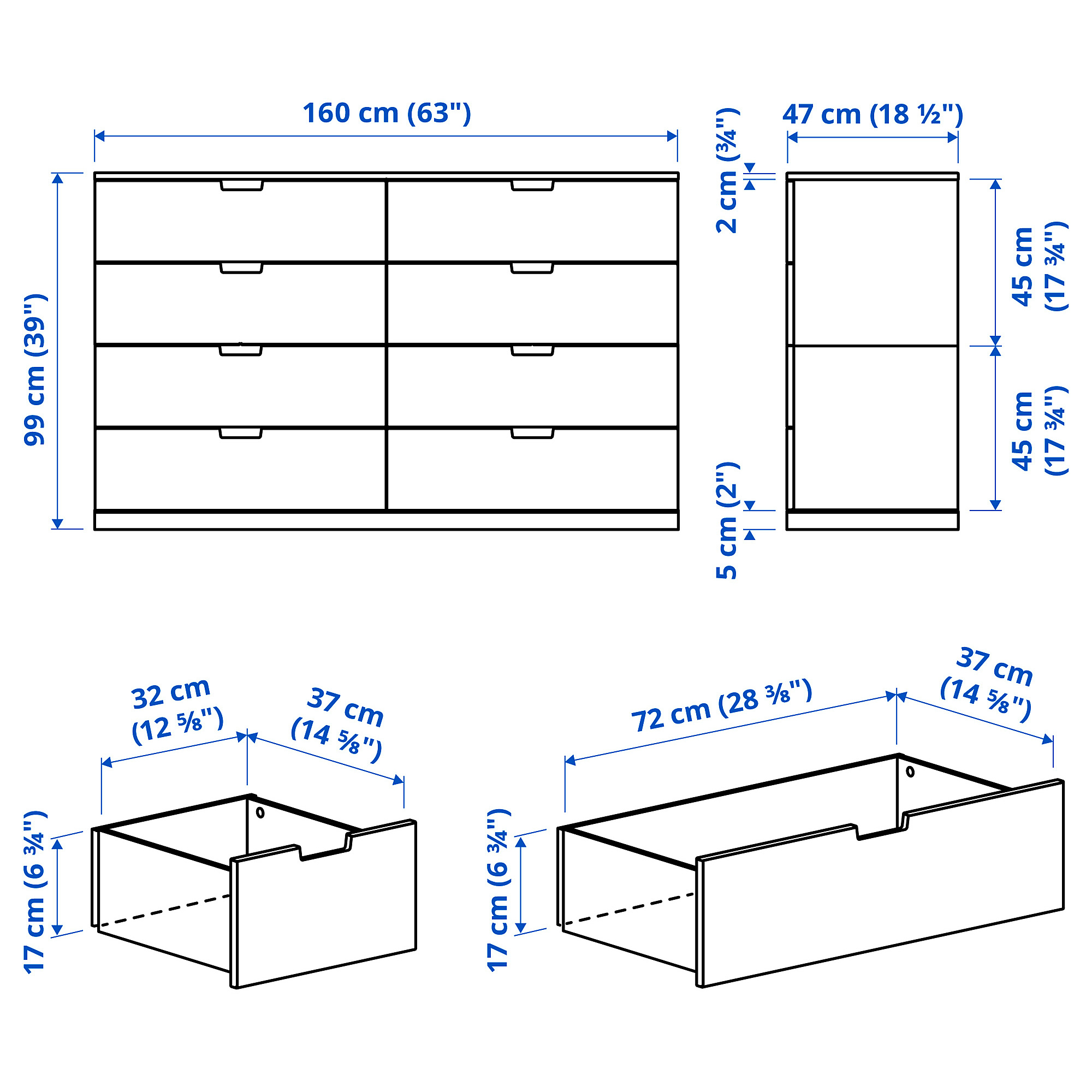 NORDLI chest of 8 drawers