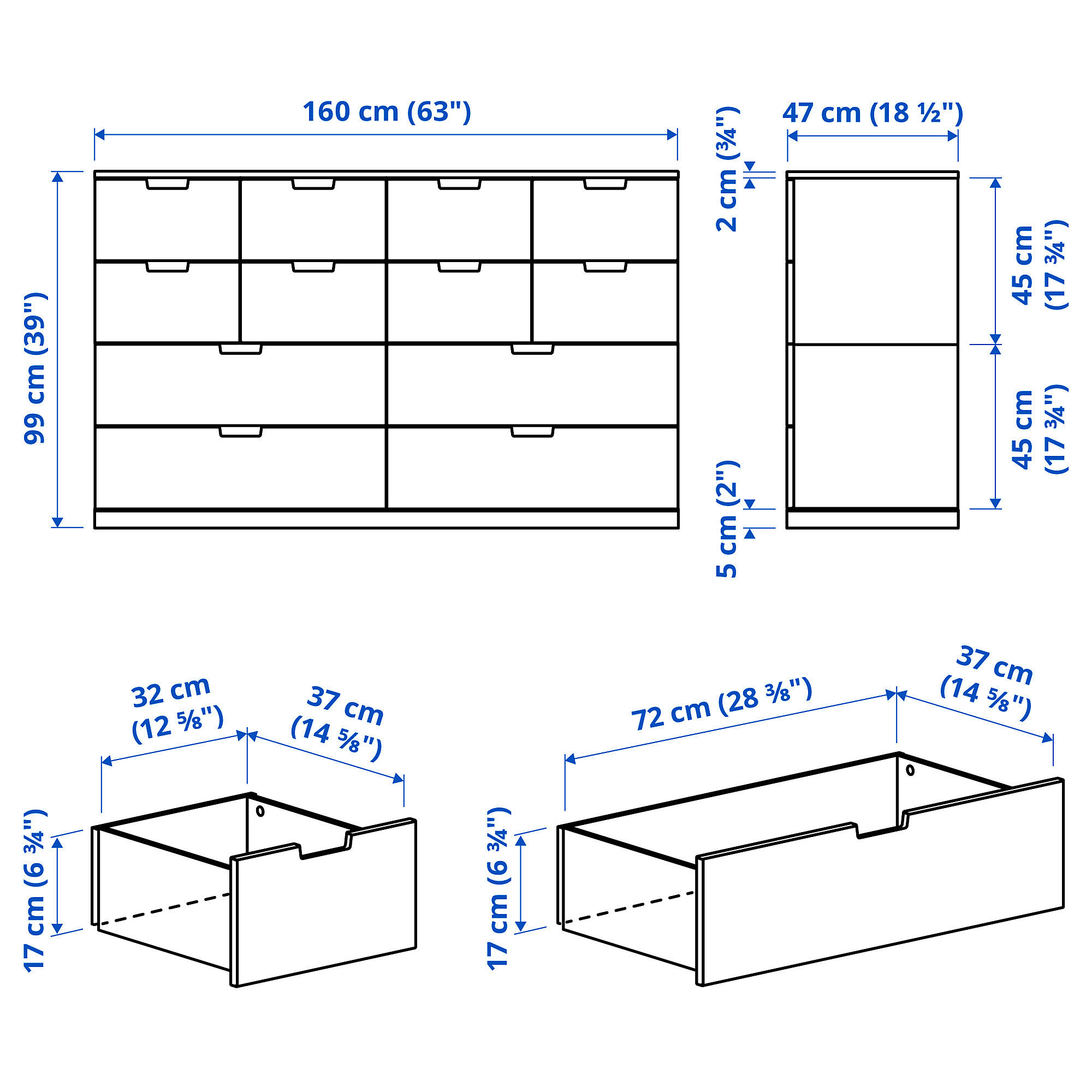 NORDLI chest of 12 drawers