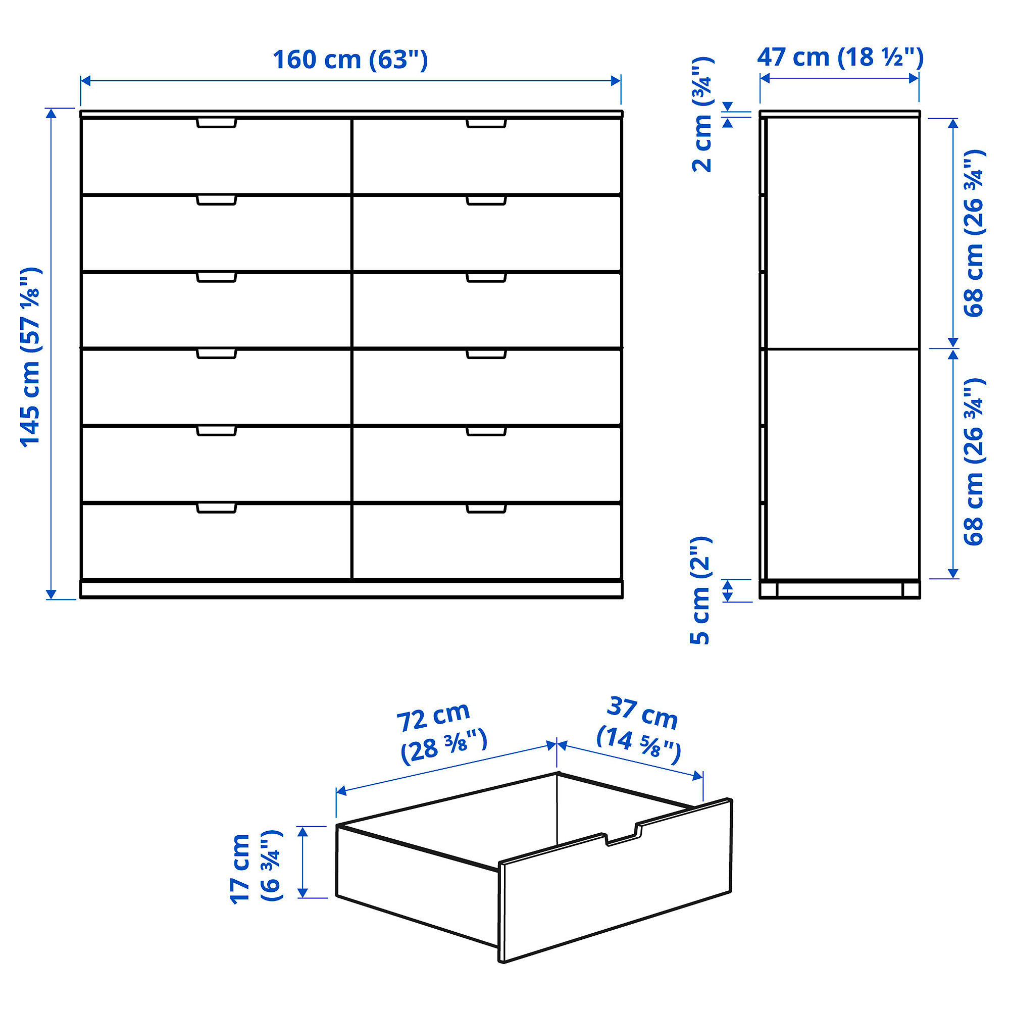 NORDLI chest of 12 drawers