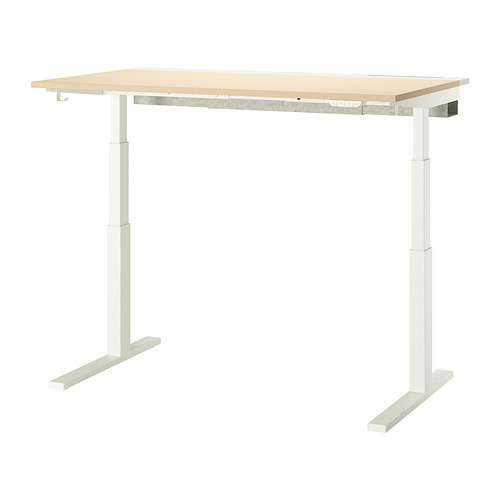 MITTZON - 升降式工作桌, 電動 實木貼皮, 樺木/白色, 140x80 公分 | IKEA 線上購物 - PE909892_S4