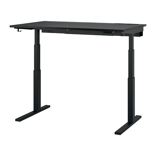 MITTZON - desk sit/stand, electric black stained ash veneer/black, 140x80 cm | IKEA Taiwan Online - PE909894_S4