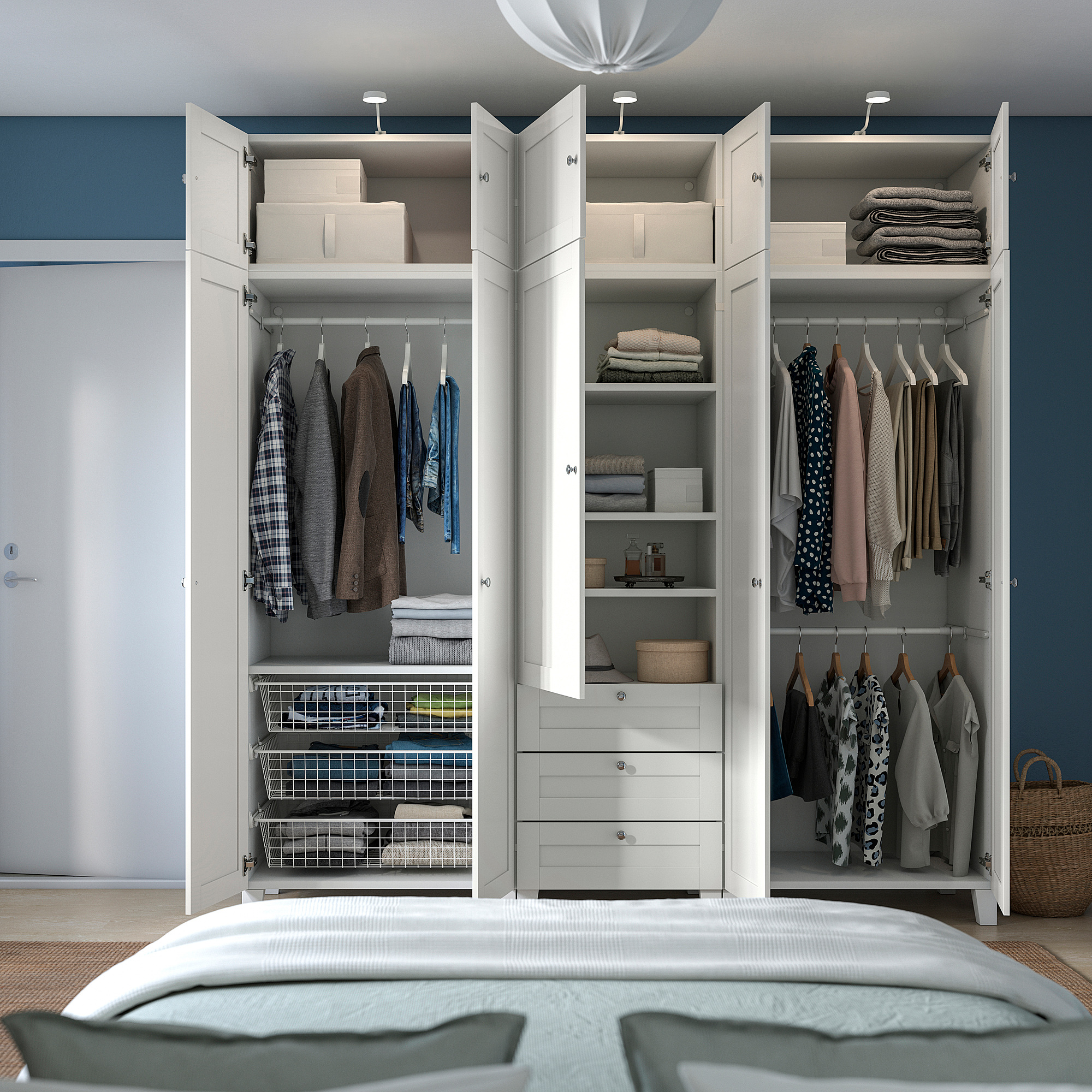 PLATSA wardrobe with 10 doors + 3 drawers