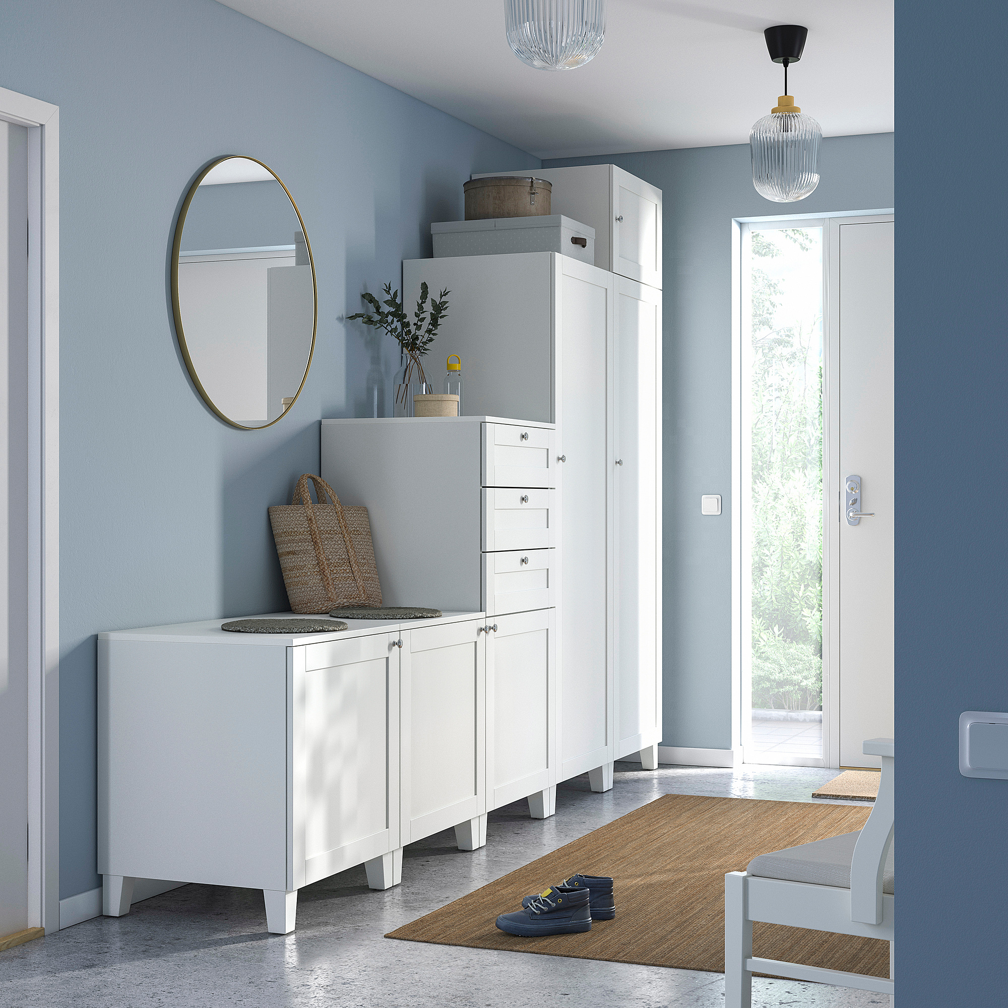 PLATSA wardrobe with 6 doors+3 drawers