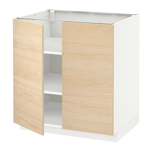 METOD - base cabinet with shelves/2 doors, white/Askersund light ash effect, 80x60x80 cm | IKEA Taiwan Online - PE637707_S4