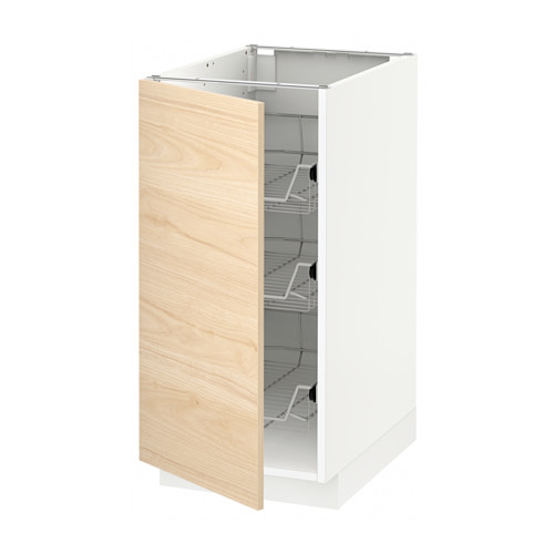 METOD - base cabinet with wire baskets, white/Askersund light ash effect | IKEA Taiwan Online - PE637708_S4
